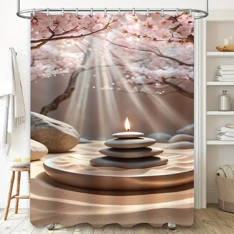 

Zen Garden Cherry Blossom Водонепроницаемая занавеска для душа Термостойкая машинная стирка Непрозрачная 180x180 см