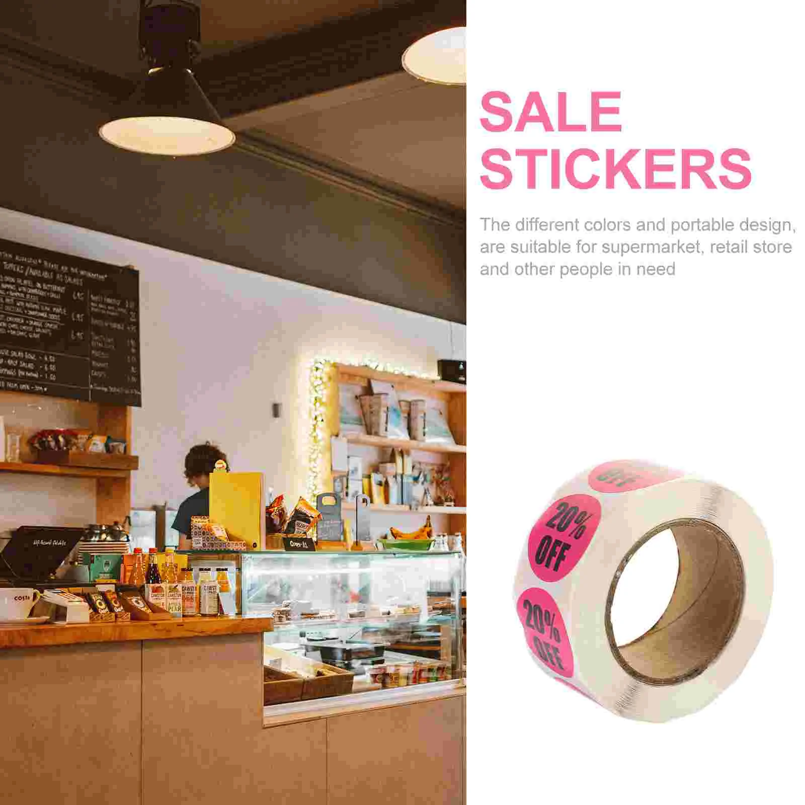 6 Rolls Discount Stickers Colored Dot Yard Sale Price Retail Store Tag Coupon for Small Business Supermarket Label Paper