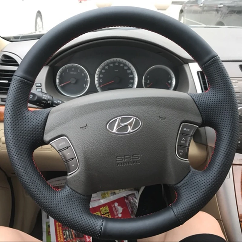 Hand-stitched non-slip Genuine Leather car steering wheel cover 100% Fit For Hyundai Azera Sonata NF NFC