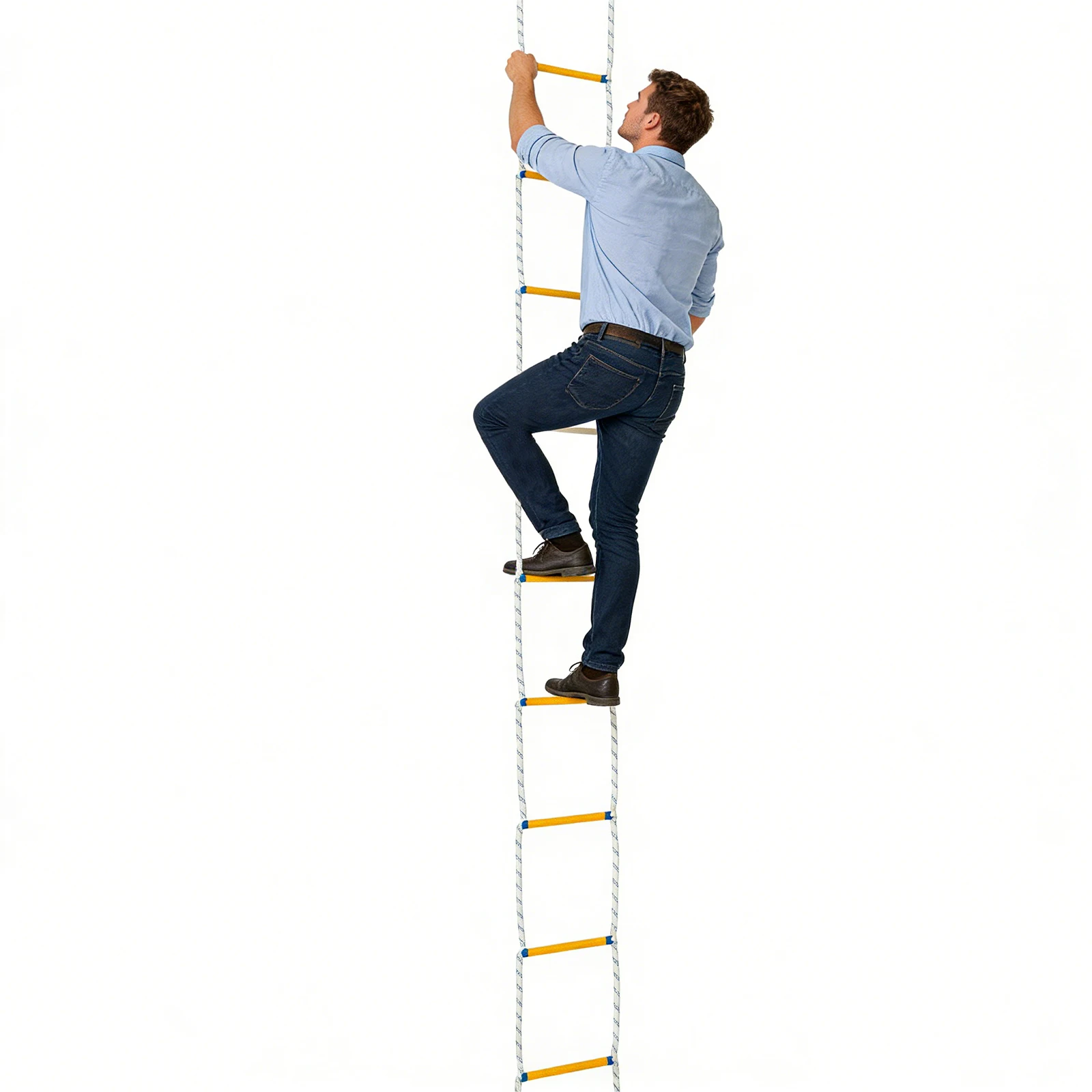 20m Rope Ladder, Foldable Emergency Escape Rope Ladder, Grippy Steps Safety Rope Ladder With Heavy-duty Hooks For Hotels, Office, Schools, Residential Buildings