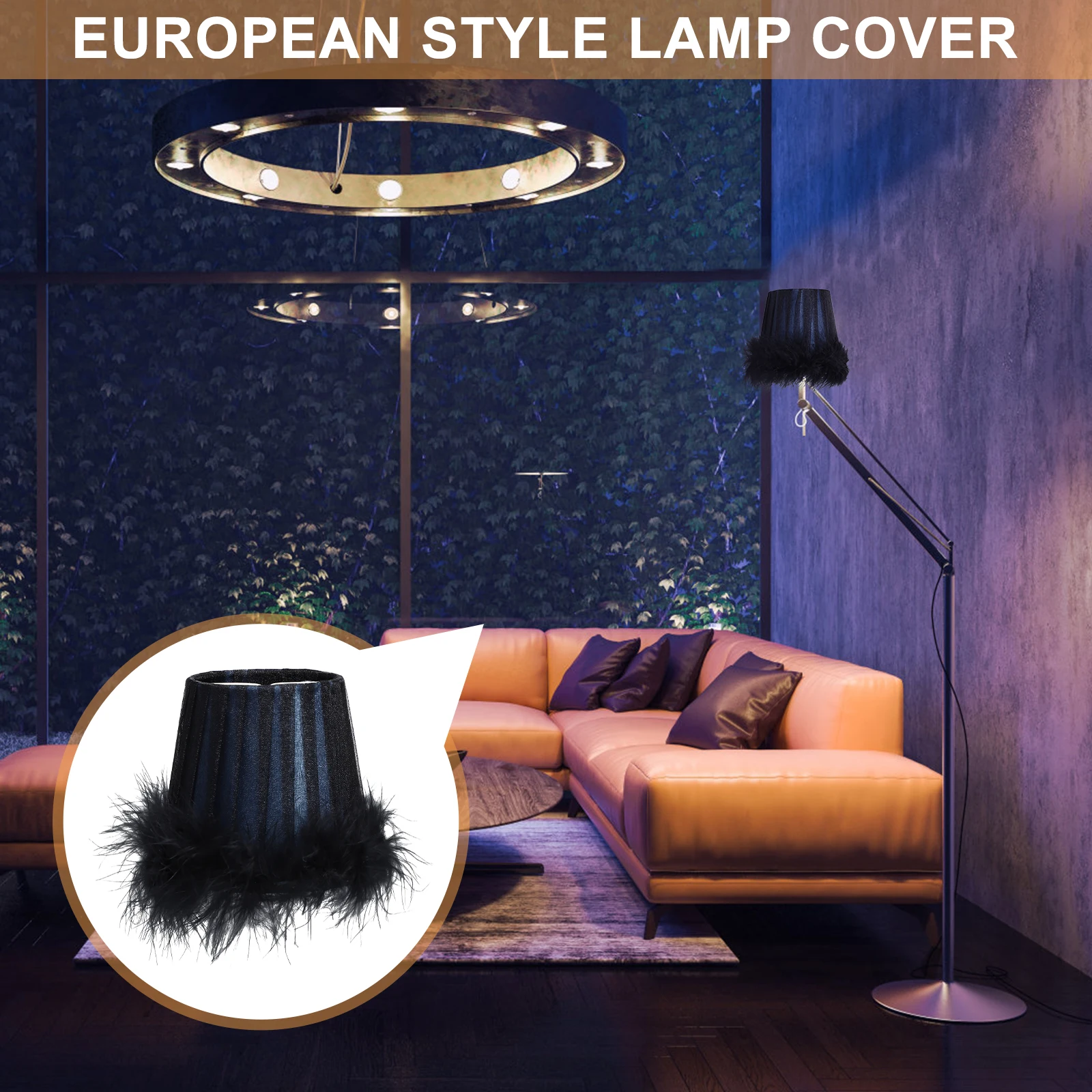 

Lampshade Cloth Art Shade Blue Modern Retro Decor Light Accessories Bedside Study Bedroom Office Durable Easy Install