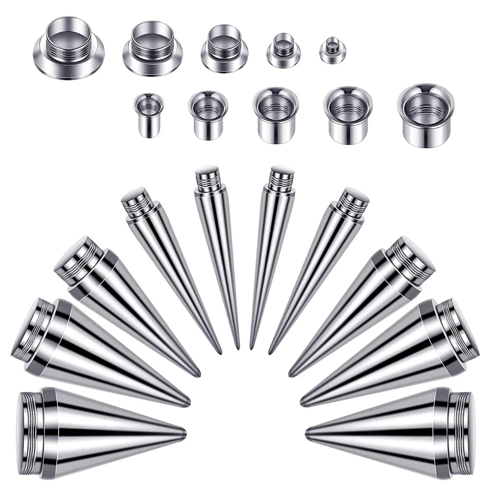 2 in 1 Stainless Steel Screw Fit Interchangeable Taper Plug Piercing Ear Tunnel Stretcher Expander 6G 4G 2G 0G 00G Gauge