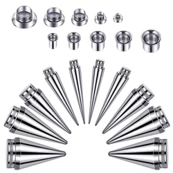 2 in 1 Stainless Steel Screw Fit Interchangeable Taper Plug Piercing Ear Tunnel Stretcher Expander 6G 4G 2G 0G 00G Gauge