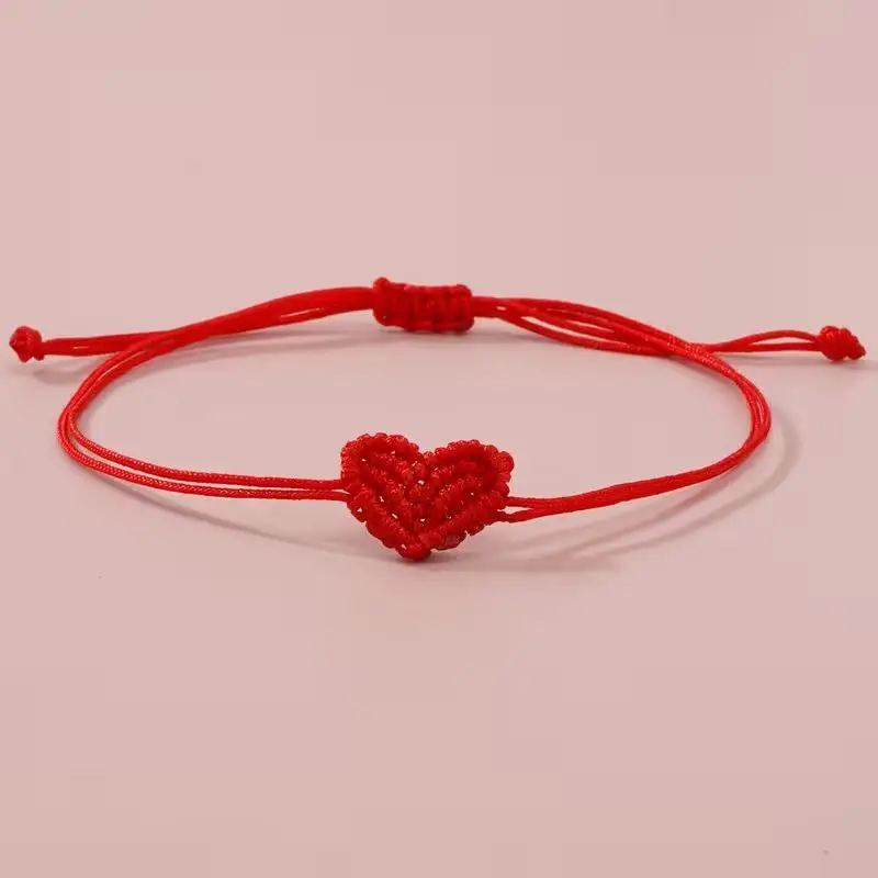 1 Stück Herz-Armband Boho Verstellbares Paar-Armband Freundschafts-Geflechtarmband – Detail 1