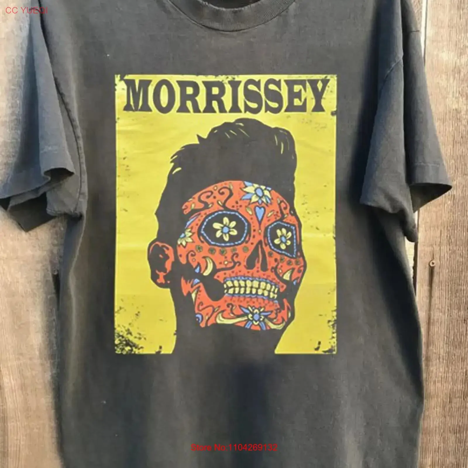 Camiseta Morrissey 2025 Admat North American Tour color carbón, tallas S-5XL, KH17899, estilo vintage lavado, para uso diario, ligeramente desgastada.
