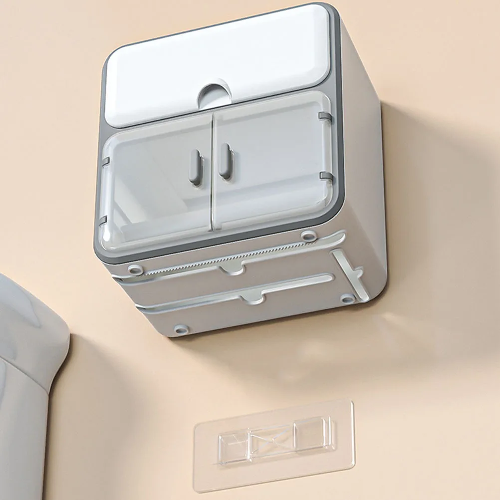 حامل ورق المرحاض للحمام، صندوق تخزين مناديل مثبت على الحائط، سطح مسطح مقاوم للماء لنباتات الهاتف، صندوق مناديل للحمام #2