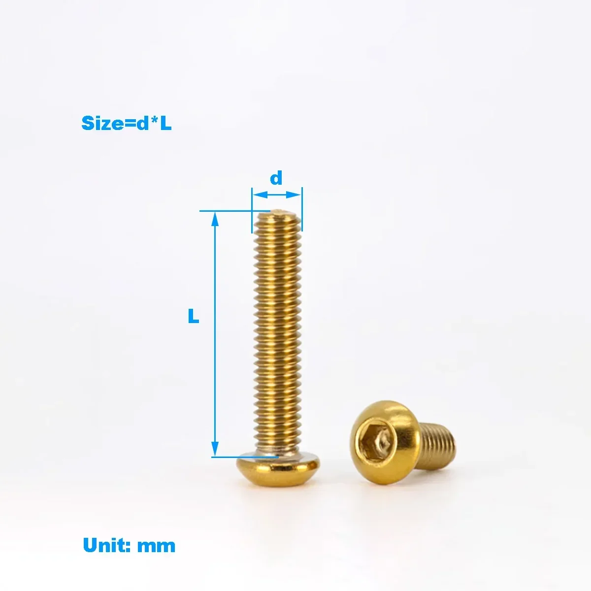 

304 Stainless Steel Mushroom Head Bolt / Half Round Head Hexagonal Titanium Gold Screw M4-M8