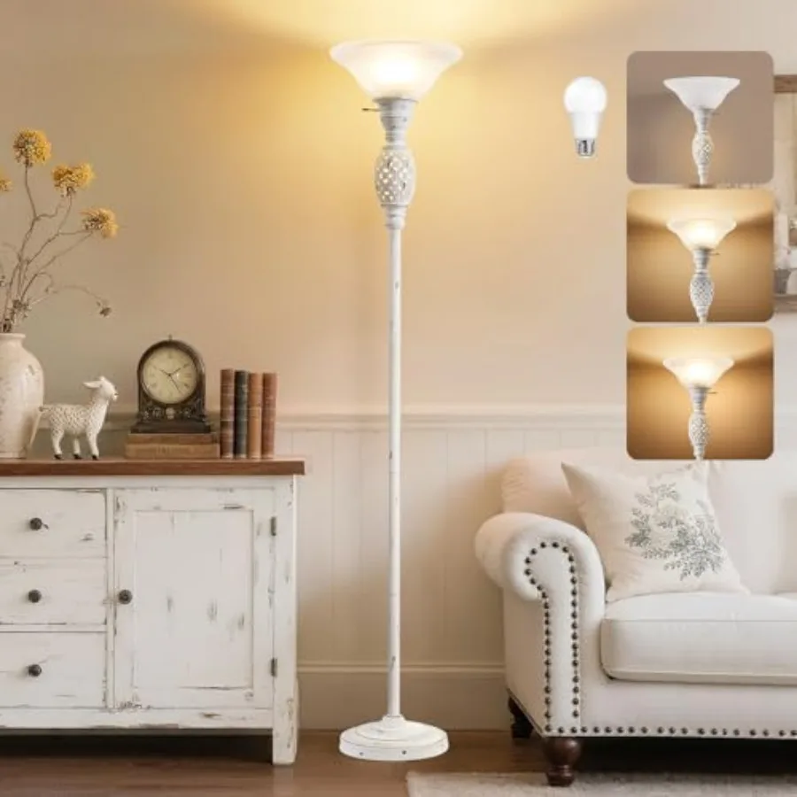 

70-дюймовые напольные лампы для гостиной с ночником, торшеры, напольные светильники со стеклянным плафоном, винтажные напольные лампы с плафоном из ротанга