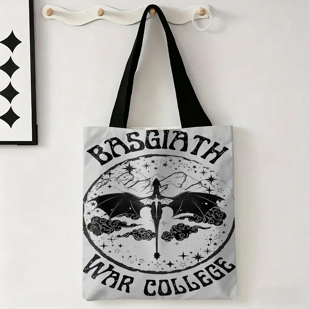 F-fourth W-wing Dragon Storage Bags Canvas Double-Sided Print Tote Bag Large Capacity Shoulder Fashion Shopping Handbag