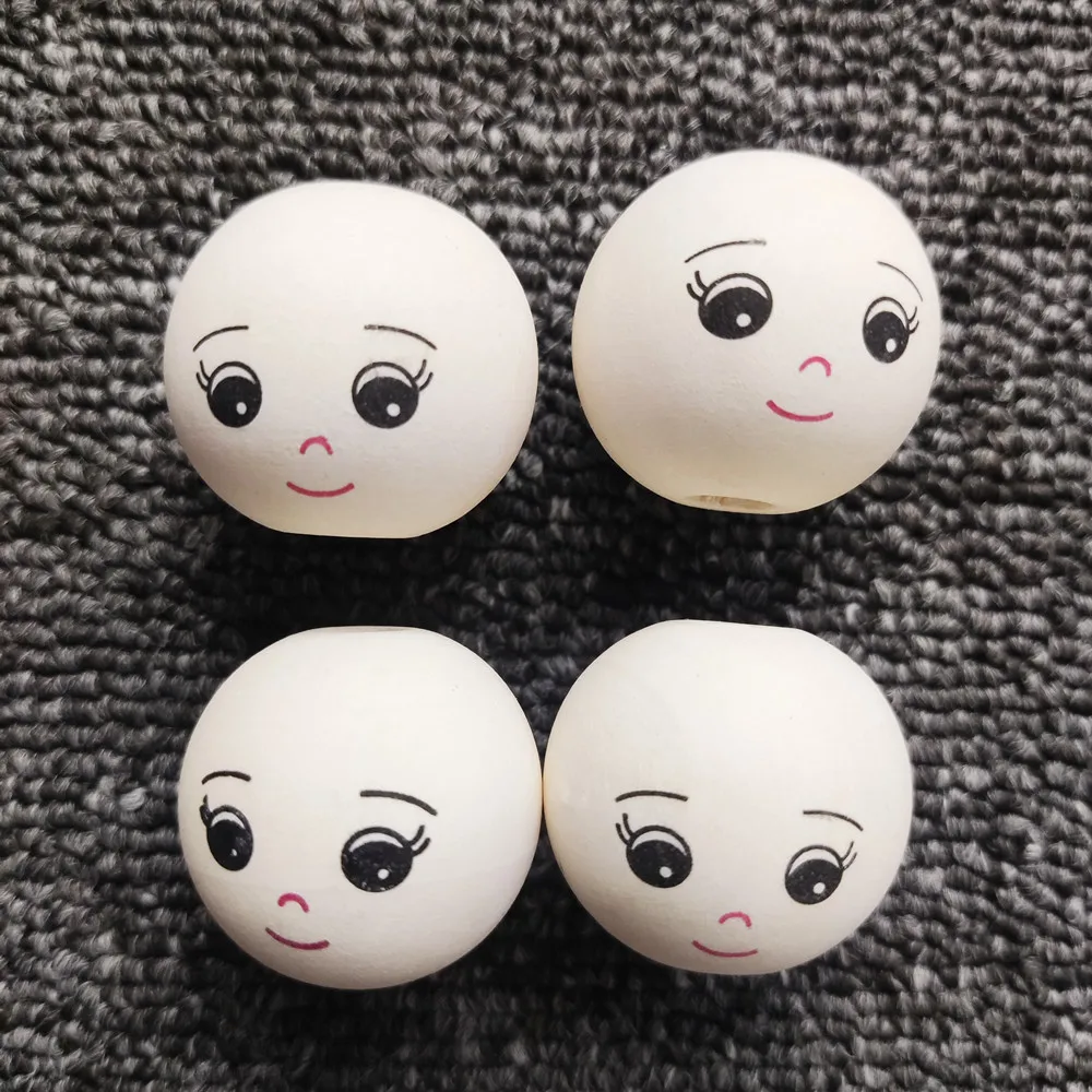 GEBETTER 40 Cuentas De Madera De Cara Sonriente Con Cara Sonriente De 0.787 In, Cuentas Redondas De Madera Creativas, Bolas De Madera Natural Para Manualidades, Cuentas De Madera Natural Para Niños