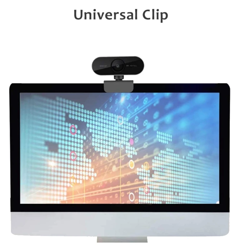 Webcam Full HD com Microfone e Tripé, PC, Desktop, Laptop, Plug and Play, USB, Câmera Web, 1080P