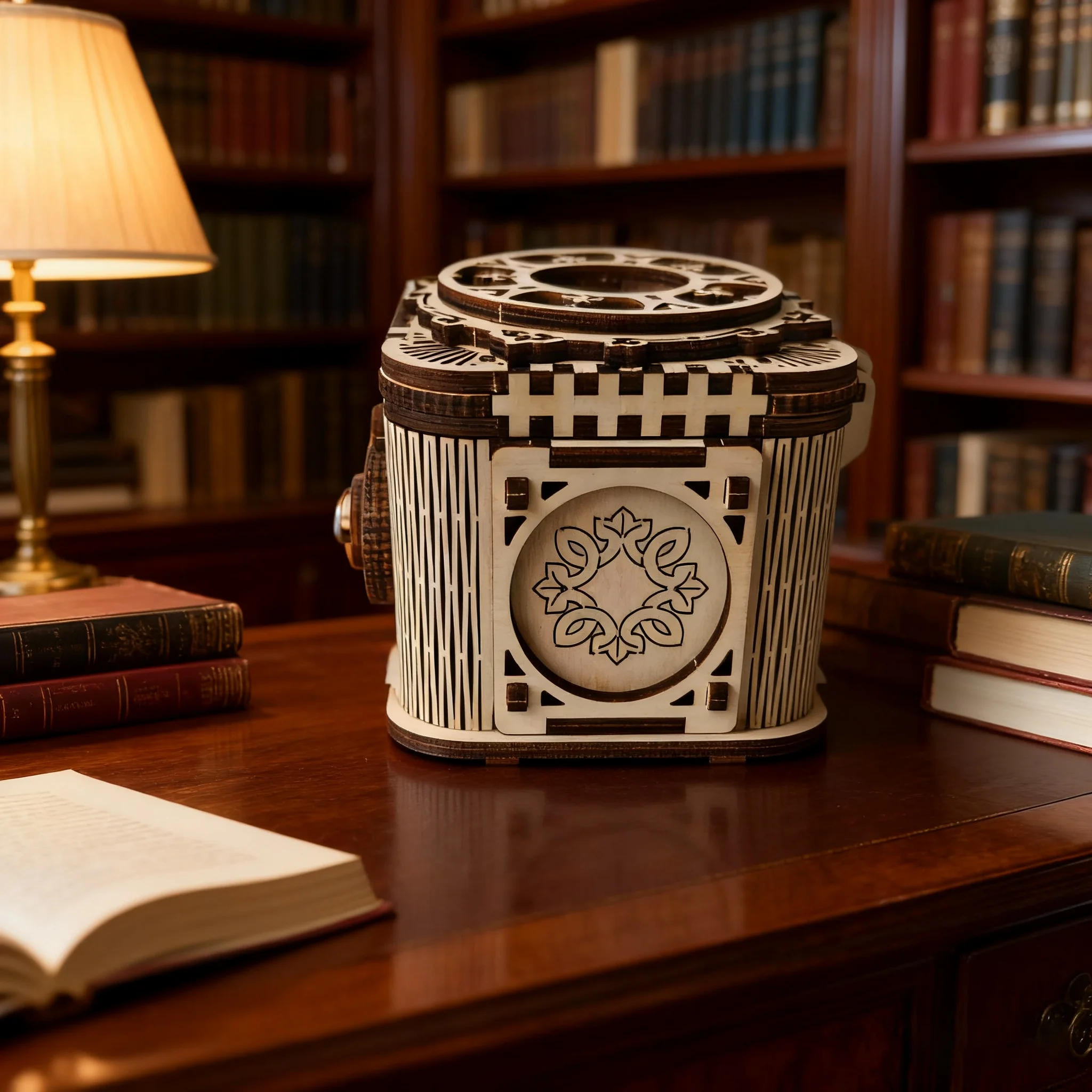 DIY Wooden Cipher Box 3D Puzzle, Combination Lock Safe Model Kit, Wood Building Craft, Desktop Ornament & Gift