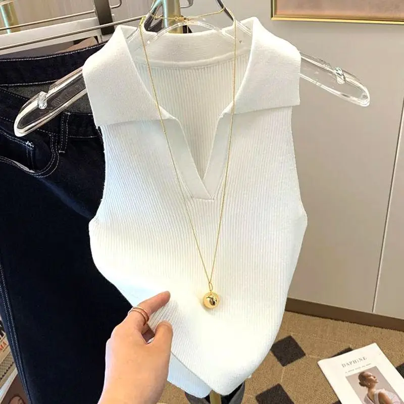 Ladies Solid Color Tops Sleeveless Pullovers Women\'s Clothing Autumn Winter Thin Casual Sweater Vest 2023 Fashion New Knitting