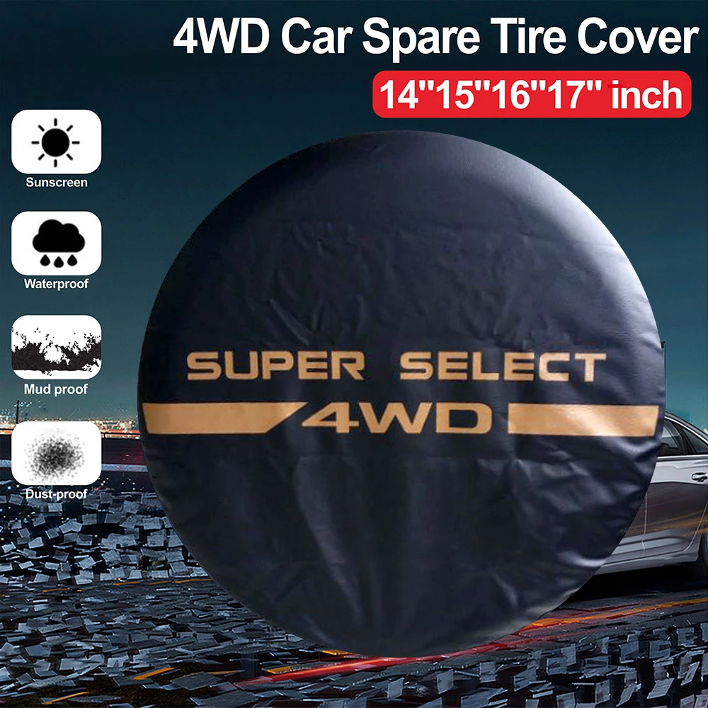 Black Car Heavy-Duty PVC Leather Spare Tire Cover Case Protector Bag Pouch For Mitsubishi Pajer 14