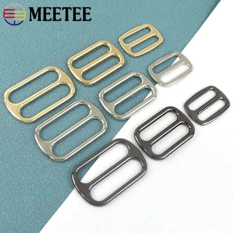 10Pcs Meetee 25/32/38mm Metal Bags Strap Adjust Slider Clasp Tri-Glide Buckle Handbags Belt Hooks Webbing DIY Hardware Accessory