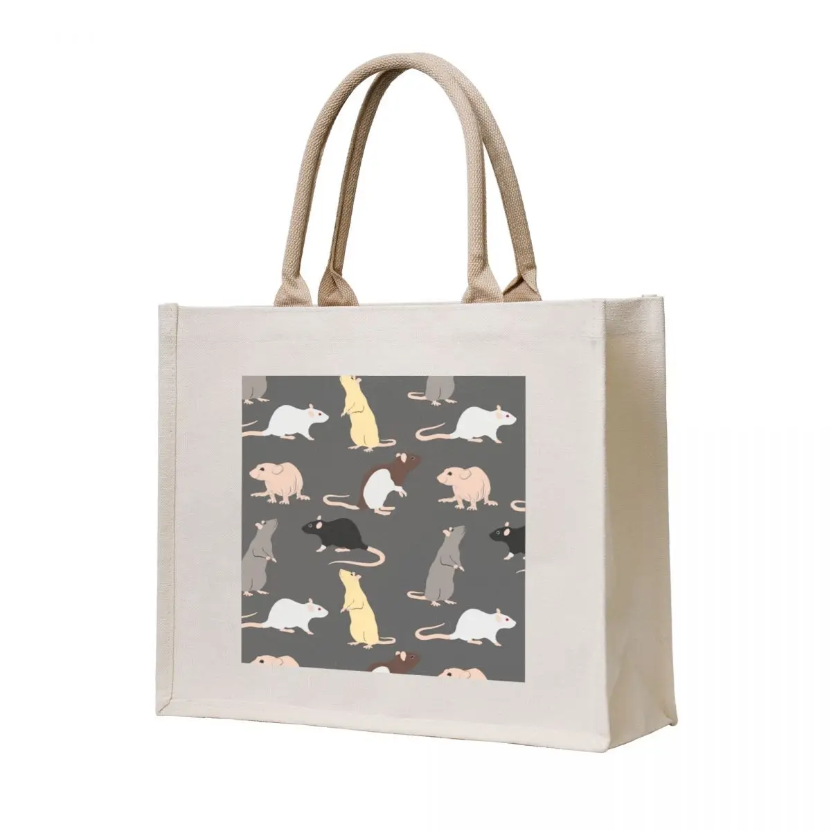 

Multi Colored rats on Gray Tote Bag hand bag shopper bag women canvas female