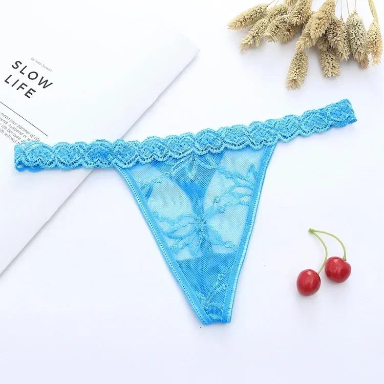 Sexy Lace Love G-string Transparent Thong Low Waist Panties Cotton T-shaped Underpants T-back Underwear Bikini Briefs Wholesale