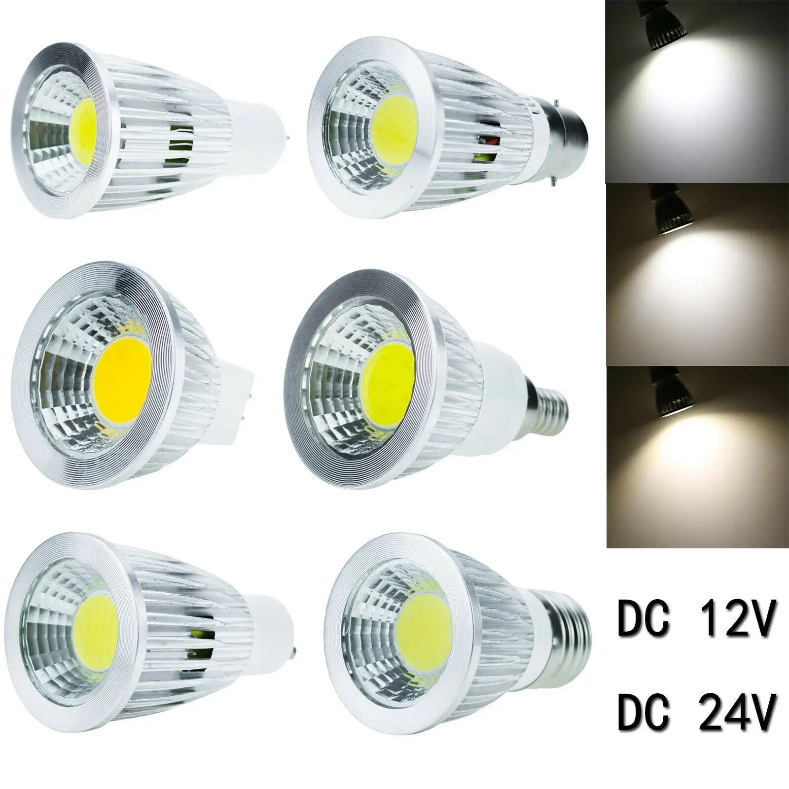 

DC24V DC12V GU10 MR16 COB Spotlight Dimmable E27 B22 GU5.3 E12 E14 6W 9W 12W Clod White White Natural Spot Light Home Lamp Bulb