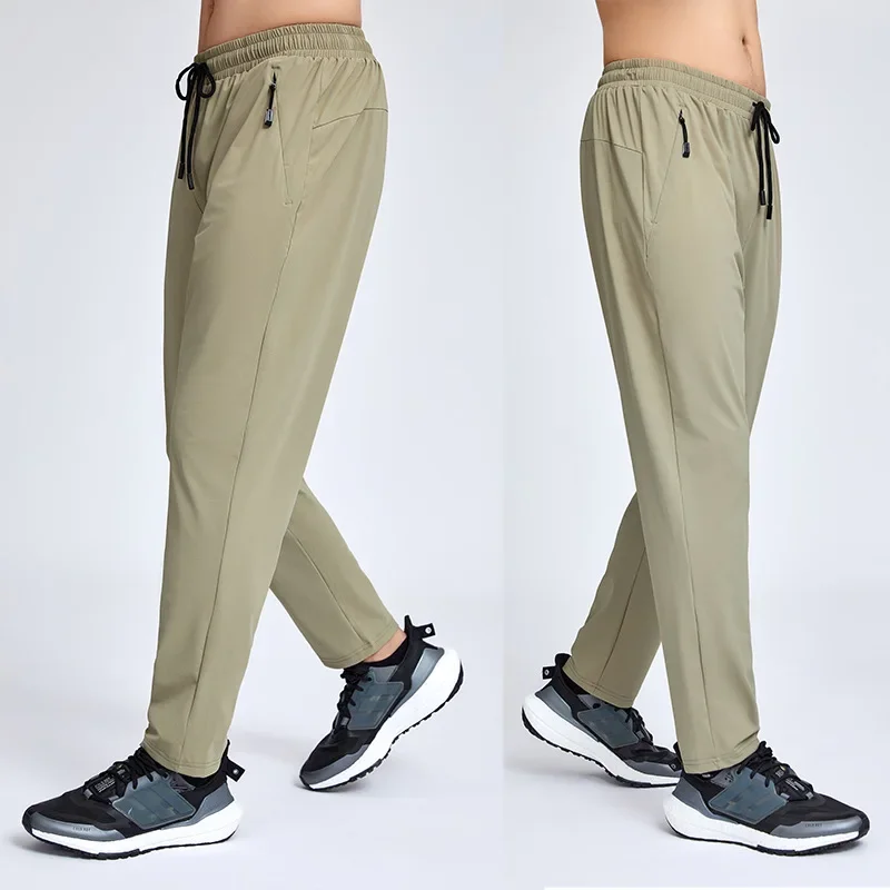 Spodnie męskie Wiosna Lato Casual Solidne Oddychające Wąskie Proste Spodnie Męskie Joggery Cienkie Szybkoschnące Spodnie Dresowe Spodnie Sportowe