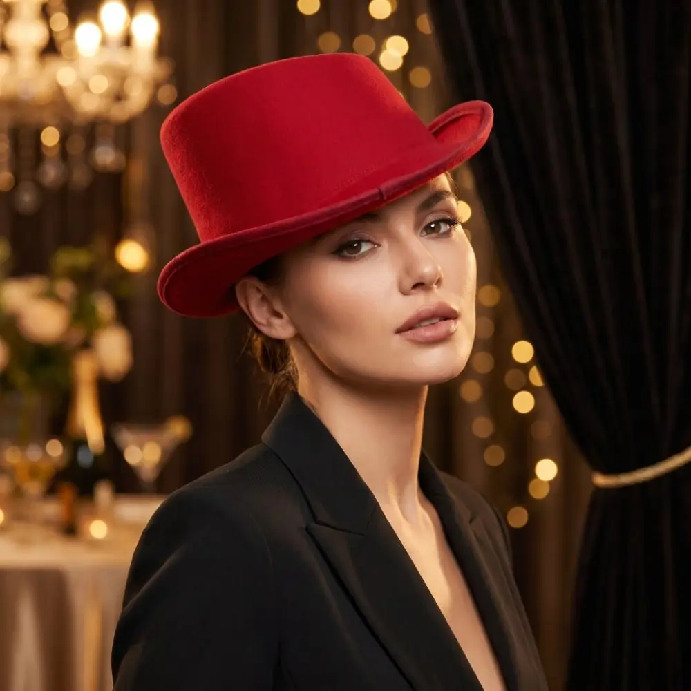 Fancy Dress Angled Edge Fedora Hat Bucket Hat British Style Top Hat Lightweight Cotton Bowler Jazz Hat Women