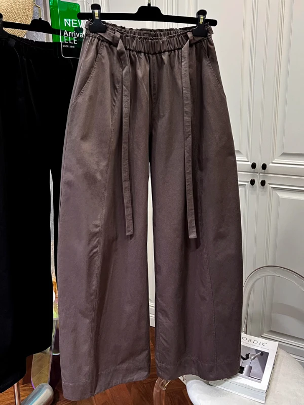 

Vintage Workwear Wide Leg Pants Women's Loose Lazy High Waist Slim Straight Casual Dad Pants Commute Sle with kets