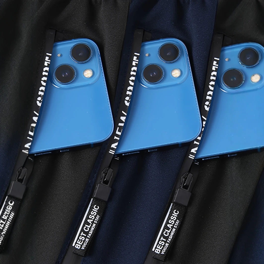 Zip Pockets Set of Three Solid Color Regular Fit Joggers Elastic Cuffs, Zip Pockets, Letter Prints, Drawstrings Suitable for Wor