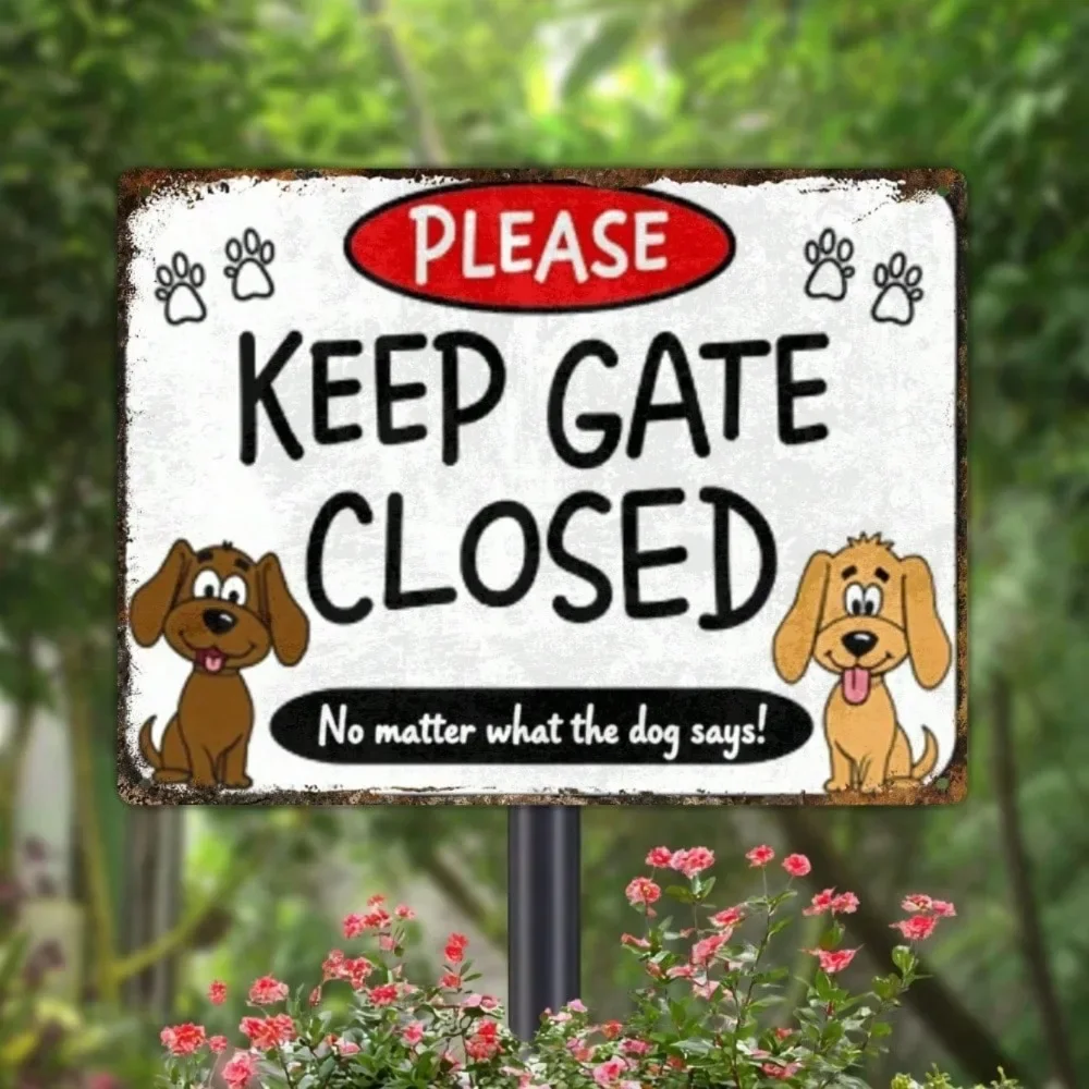 CIFBUY 1PC Funny Dog Owner Metal Sign Keep Gate Closed Iron Wall Decor 8x12 Pet Lover Home Garden Hanging Plaque Gift