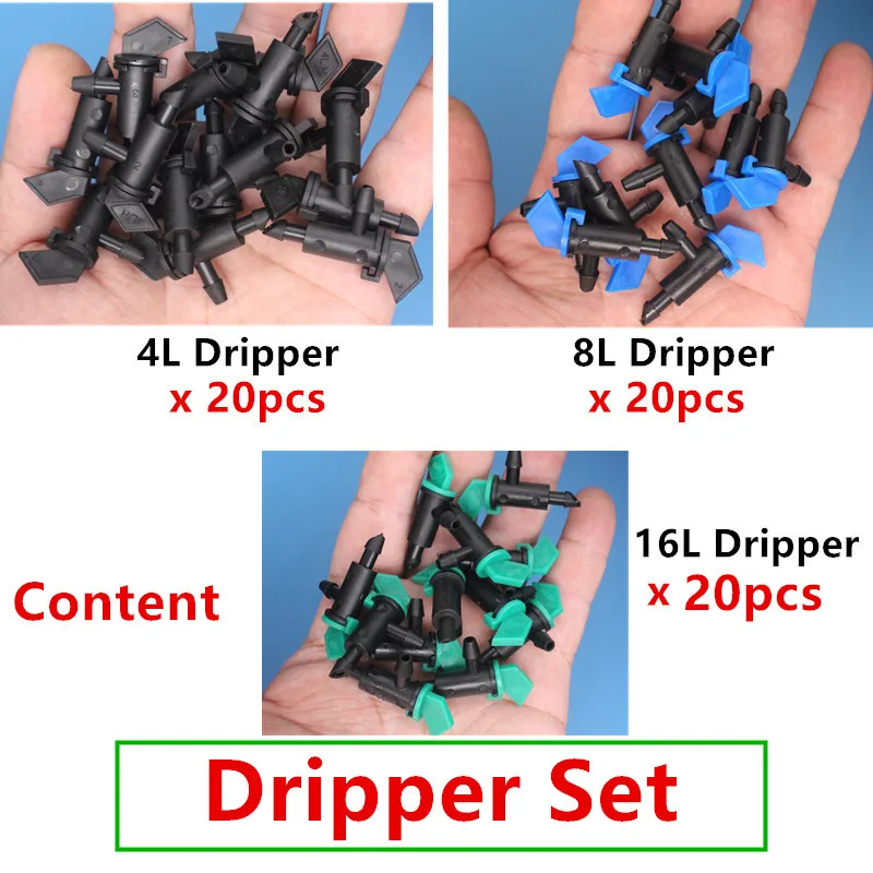 60PCS 4GPH Flag Drip Emitter Drip Emitters 16L/H Emitter Sprinkler Drippers System Connect 4mm/7mm Hose for Lawn Vegetables Gard