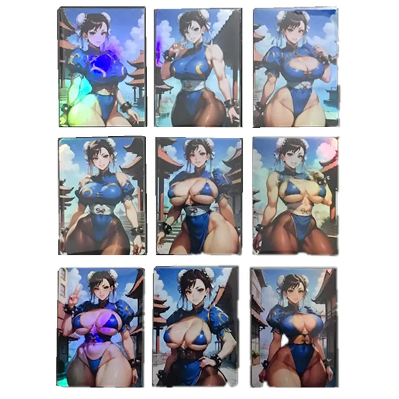 

9 шт./компл., аниме, комиксы, уличный истребитель, ChunLi ACG, сексуальная телесная карта бойцов, уличная боевая игра, игрушка, подарочная коллекционная карта