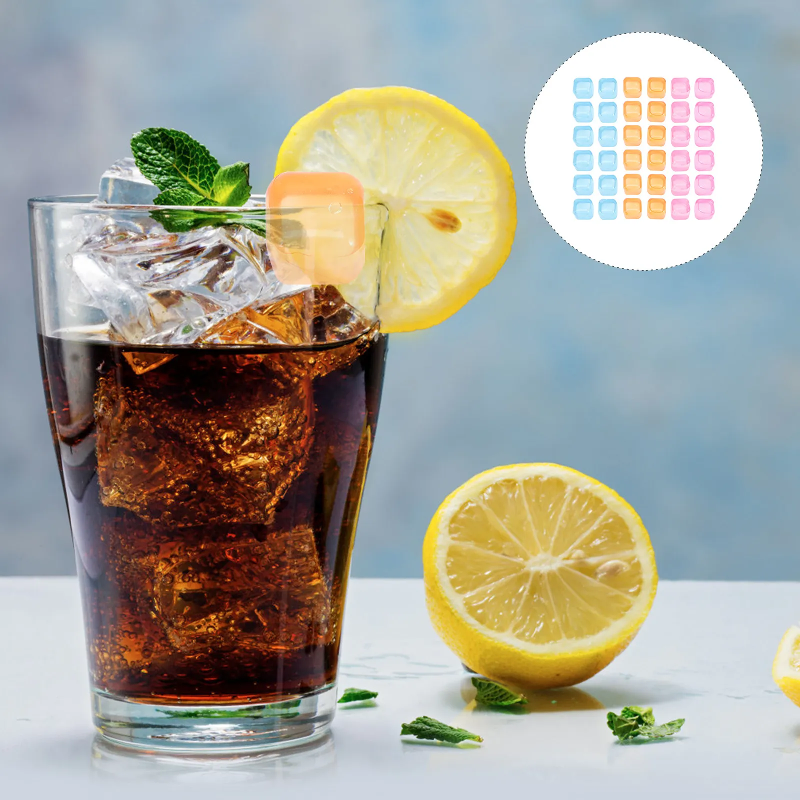 

54Pcs Reusable Fake Ice Cubes Refreezable Plastic Ice Cubes for Cooler Lunch Bag Outdoor Picnic Camping Fruit Food Cooling