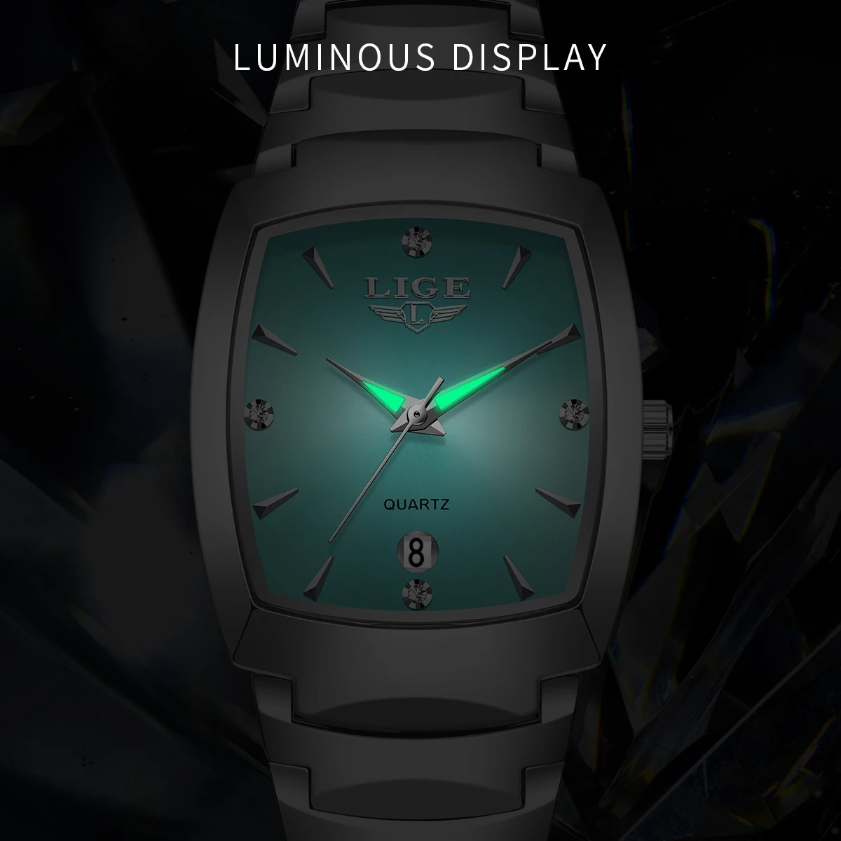 Reloj LIGE de lujo para mujer de negocios para hombre, reloj de pulsera cuadrado de cuarzo a la moda, reloj de fecha resistente al agua de acero inoxidable, regalo para mujer