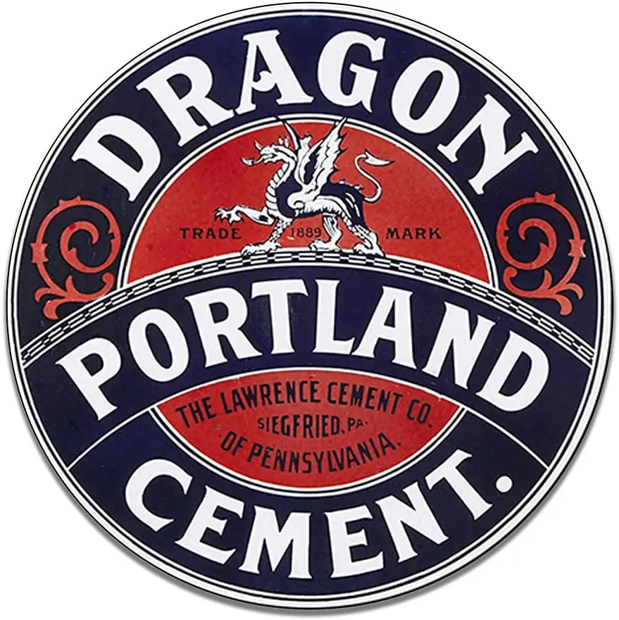 Dragon Portland Cement Lawrence Cement Company Pennsylannia Vintage Gas Signs Reproduction Vintage Style Metal Signs Round Metal