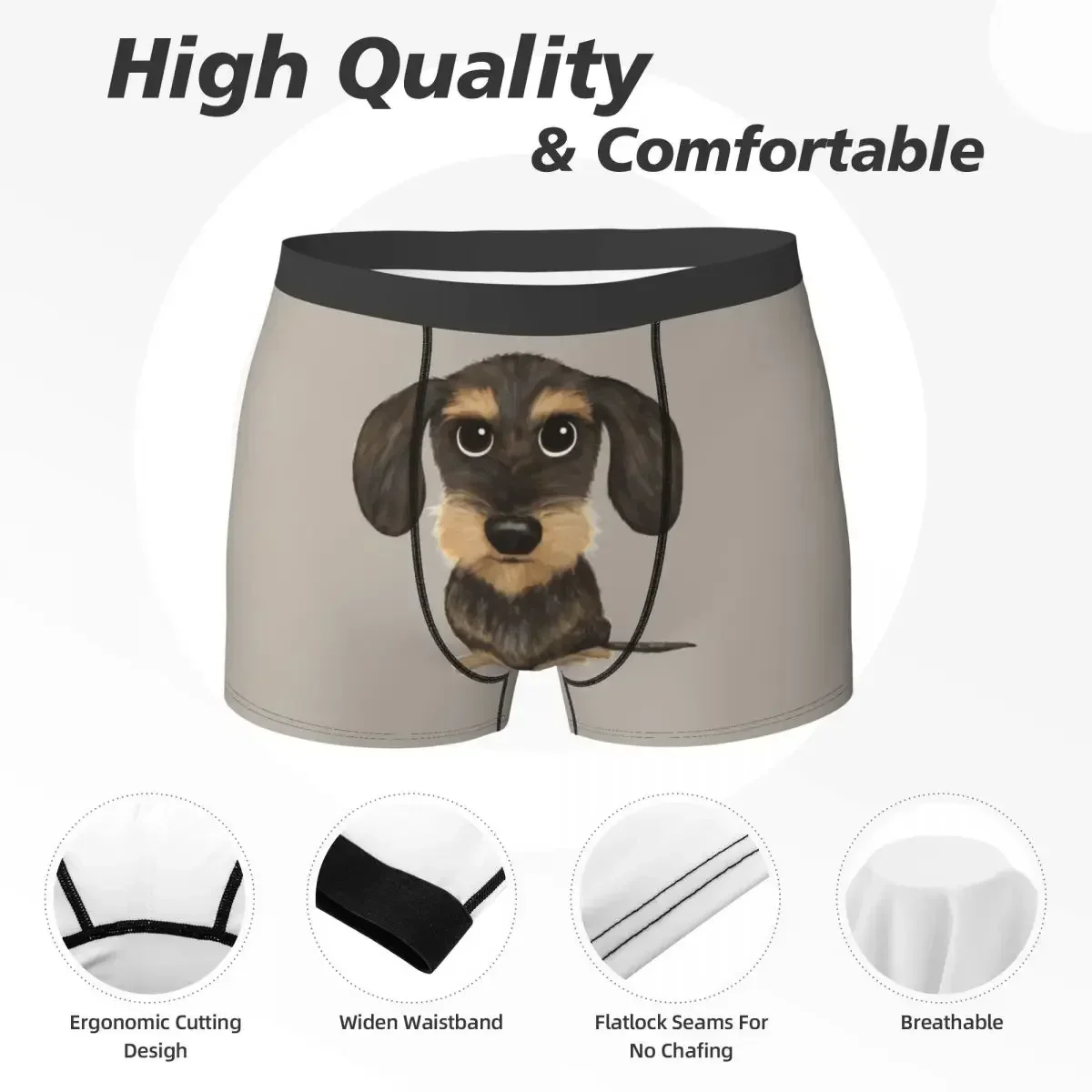 الملاكم السروال السراويل Wirehaired Dachshund سراويل الذكور تهوية سلك الشعر وينر الكلب الملابس الداخلية ل أوم رجل صديقها