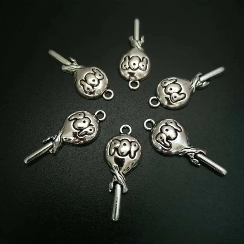 25pcs Antique Silver Alloy Pop Candy Charms Pendants For Bracelet Necklace Jewelry Making DIY Handmand Craft 13x31mm