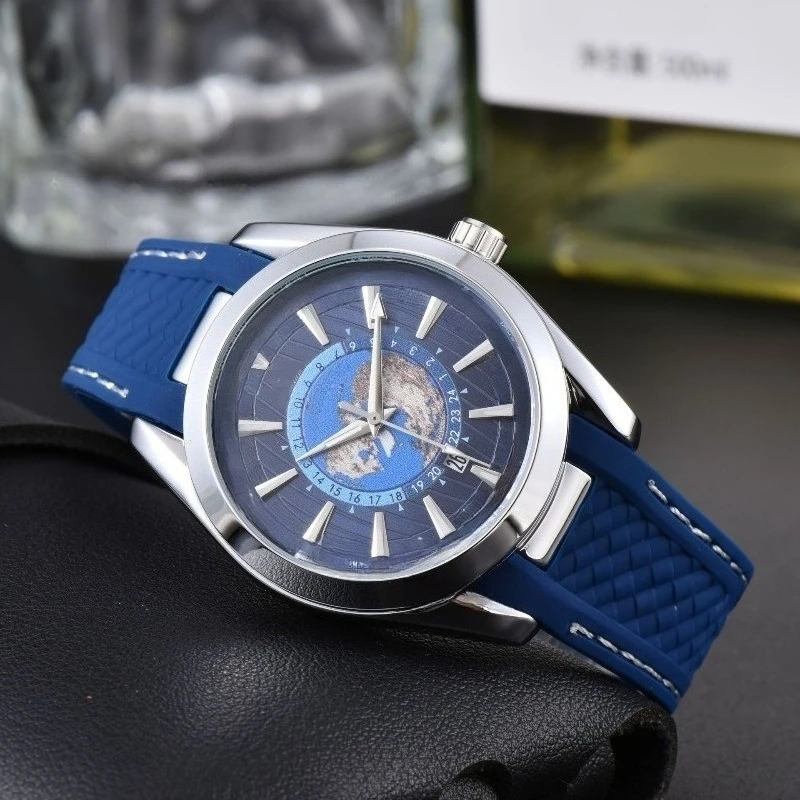 ساعة كوارتز رجالية فاخرة على الطراز الميكانيكي سوار فولاذي غير قابل للصدأ كريستال الياقوت مقاوم للماء 100 متر تقويم مضيء كرونوغراف