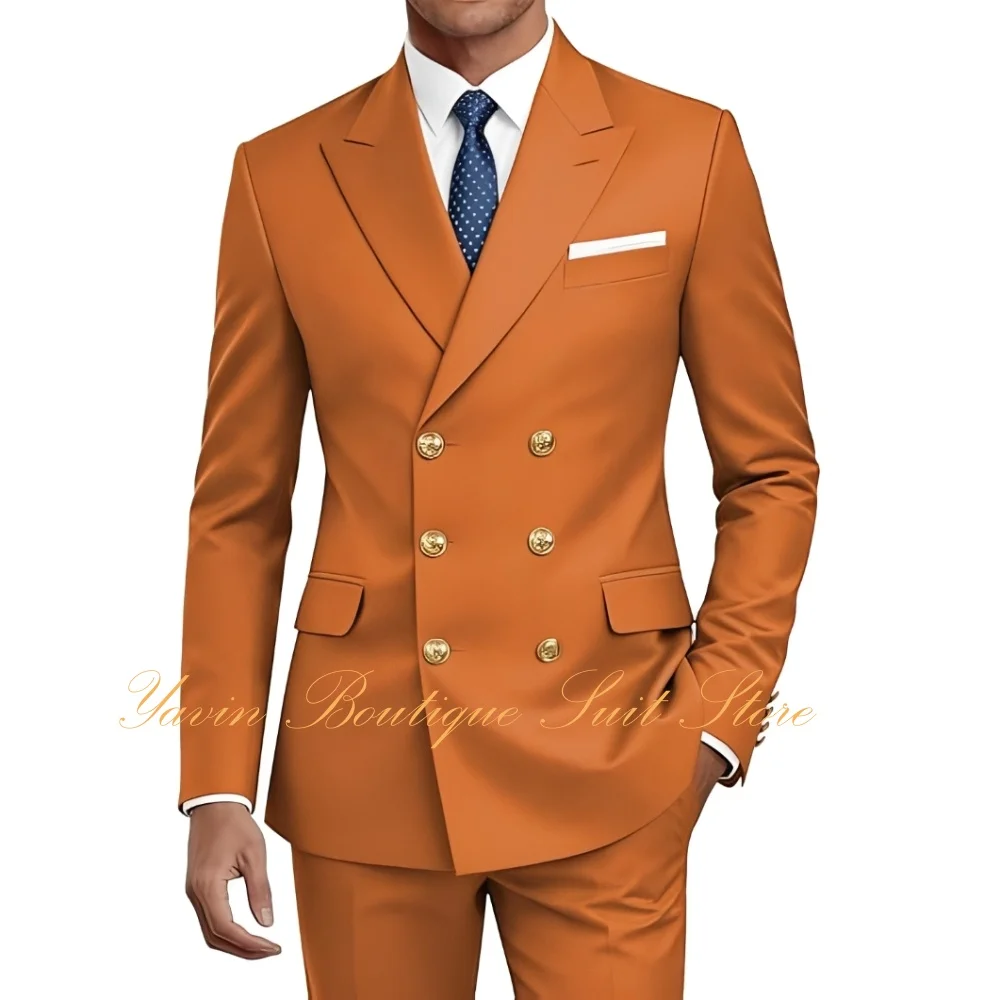 

Classic Business 2 Piece Slim Fit Suits for Men Double Breasted Blazer Pants Formal Wedding Prom Tuxedo Suit