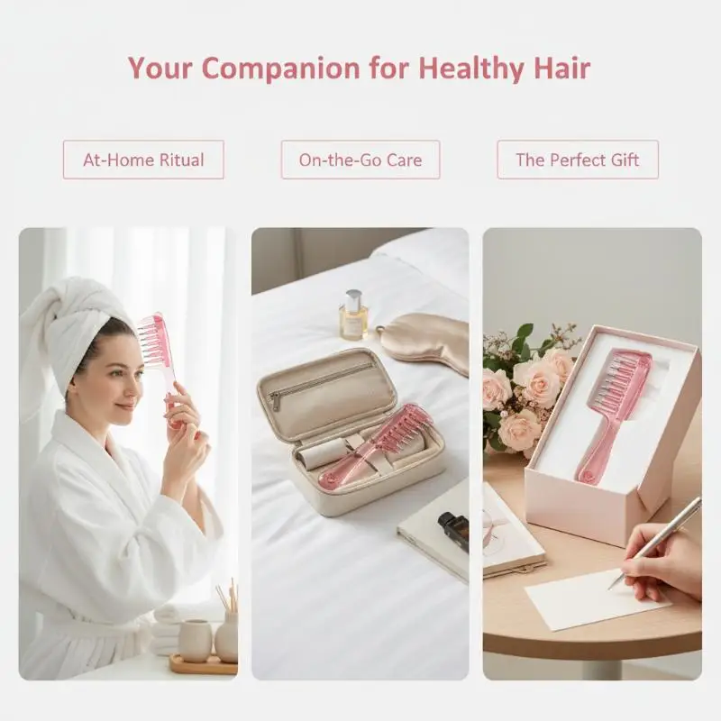 Scalp Liquid Applicator Comb Anti Snag Soft Silicone Bristles Precise Serum Dispensing Massage Tool for Hair Care