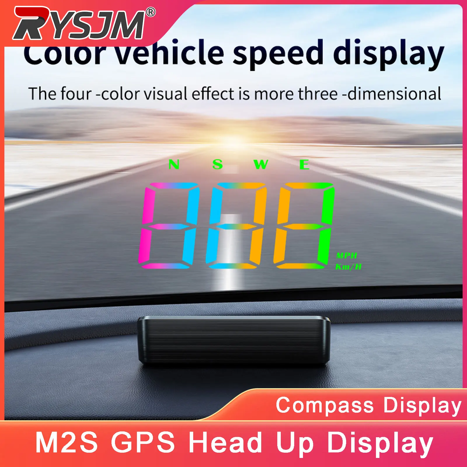 HD Car Head Up Display M2S GPS Speedometer KM/H MPH Digital HUD Windshield Projector Plug to Play Car Compass Speed Gauge Meter