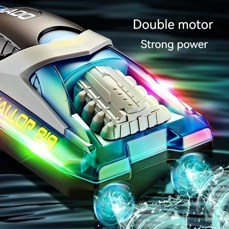 Waterproof 2.4GHz RC Boat Rechargeable Electric Radio Remote Control Speedboat Model Dual Motor Speedboat Toys For Boys