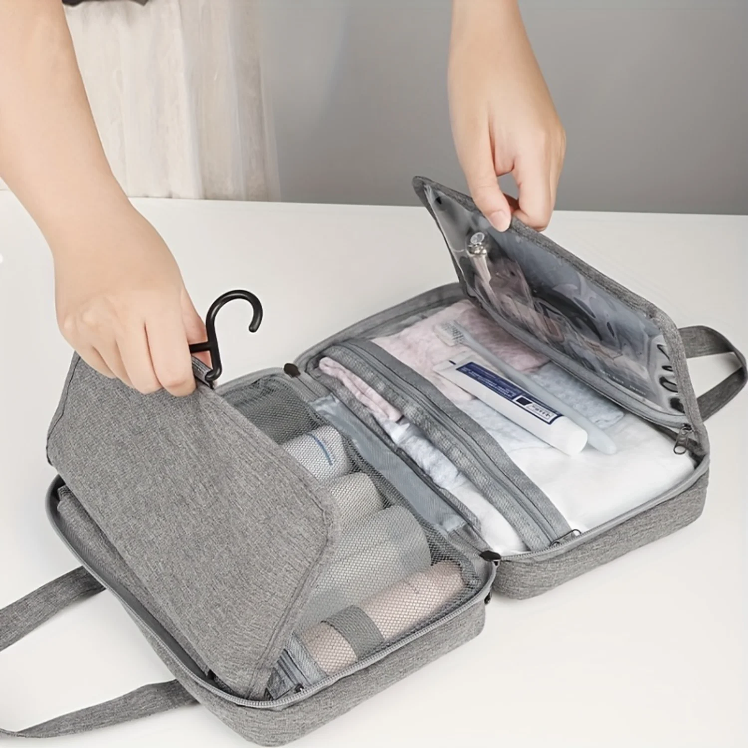 Wet And Dry Separation Travel Waterproof Folding Toiletry Bag, Cosmetic Bag, Large Capacity Multi-functional Travel  Bag
