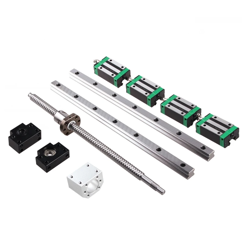 Imagem -02 - Guias Lineares Quadrados Trilho 2conjunto Hgr20 Bloco Hgh20ca Sfu1605 Bola Parafuso mm Bkbf12 Porca Habitação Atuador Linear Cnc