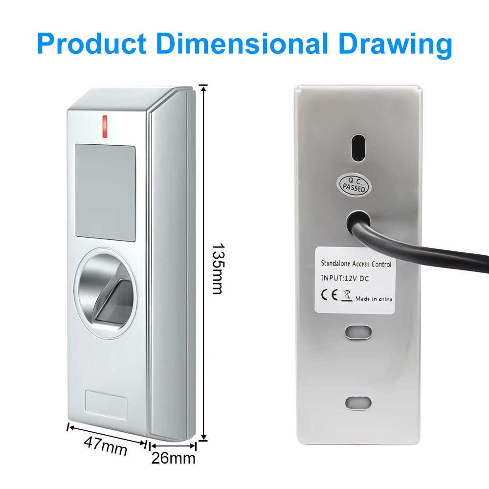 Outdoor Fingerprint Access Control & Wiegand Reader Waterproof Metal Anti Vandal for Security Door Lock System Gate Opener HF1