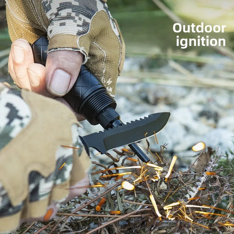 متعددة الأغراض الصلب في الهواء الطلق بقاء المشي لمسافات طويلة الفأس المحمولة الفأس سكين البوصلة شرارة عصا للتخييم #5