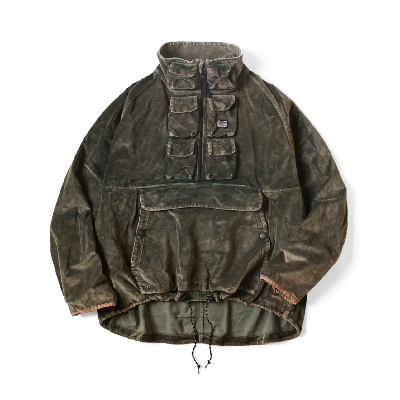 Japanese-style batik water-washed distressed multi-pocket long-sleeved casual jacket