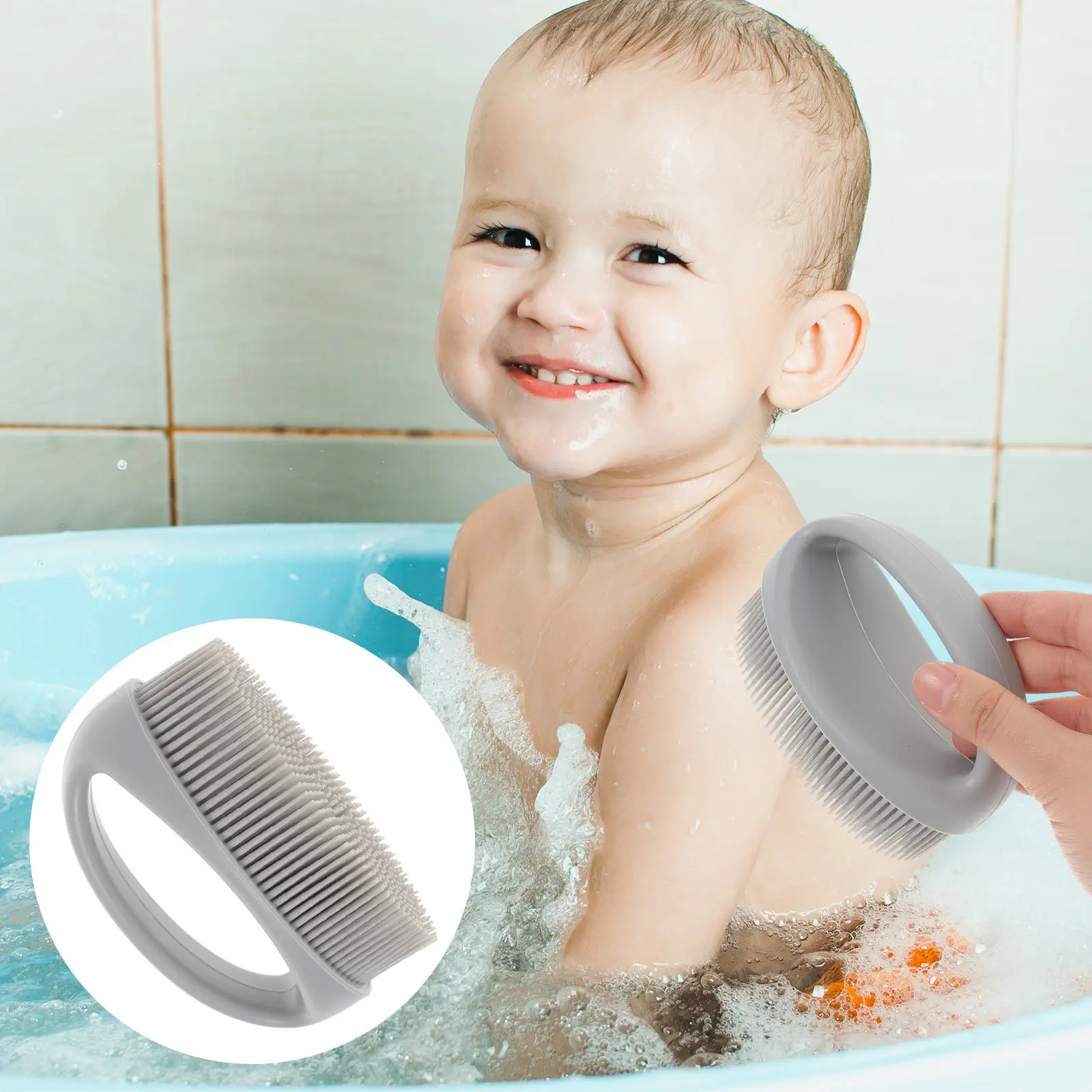 

Handheld Silicone Body Brush Gentle Exfoliating Massaging Bath Scrubber for Scalp and Skin Stimulation Blood Circulation