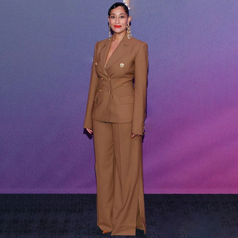 

Elegant Women Suits 2026 High Quality Double Breasted Coat Fashion Double Breasted Regular Length 2 Piece Jacket Pants Full Sets