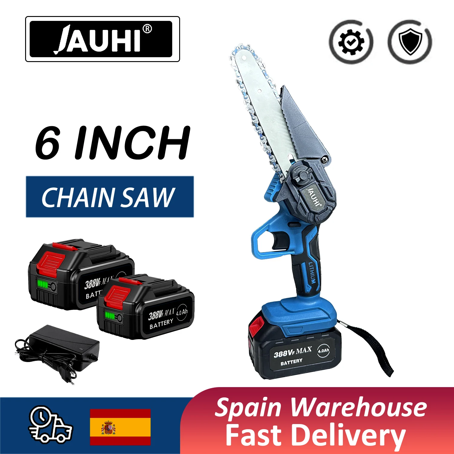 

JAUHI 6-дюймовая ручная электрическая пила, перезаряжаемая бензопила, мини-обрезка, аккумуляторная цепная пила, садовый деревообрабатывающий электроинструмент