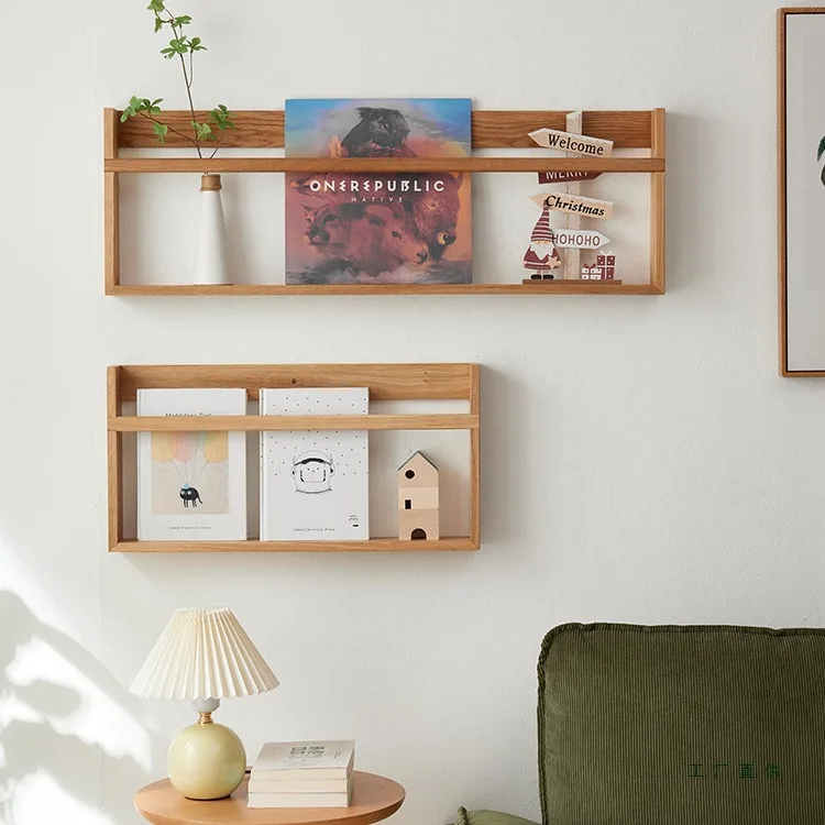 Solid wood picture book racks, oak wall storage racks, wall bookshelves, newspaper magazines, newspaper and magazine racks, news