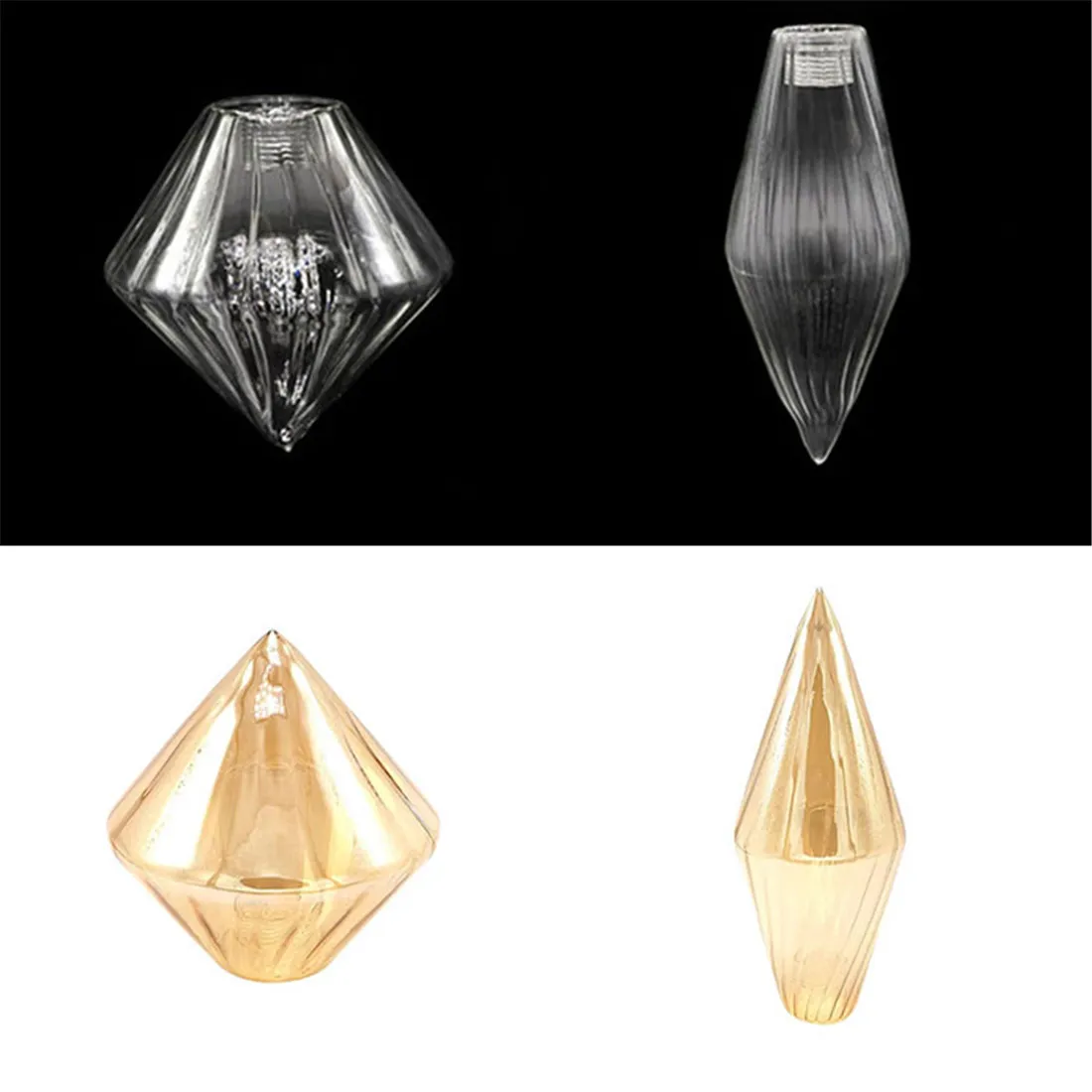 Clear Amber Glass Shade Replacement for G9 Holder Cone or Diamond Pattern with 22mm Opening Lampshade for DIY Chandelier Lights