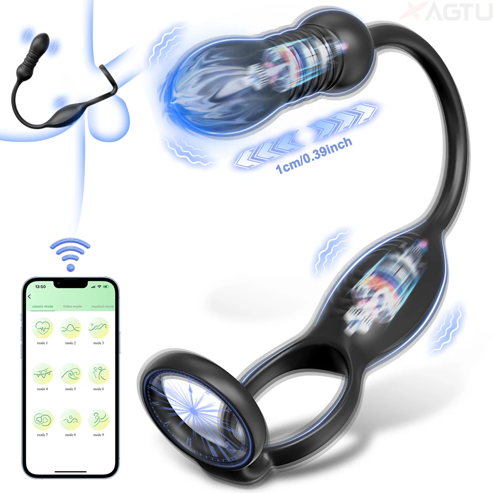 Thrusting الشرج هزاز ذكر جهاز تدليك للبروستاتا تهتز خاتم الديك الشرج بعقب المكونات الهزاز للرجال ألعاب جنسية الجنس لعب للرجال